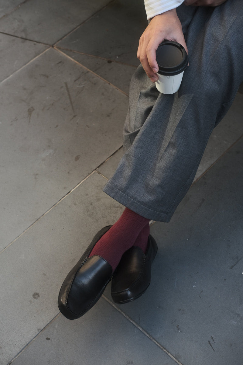 Cashmere-Merino Ribbed Crew Sock