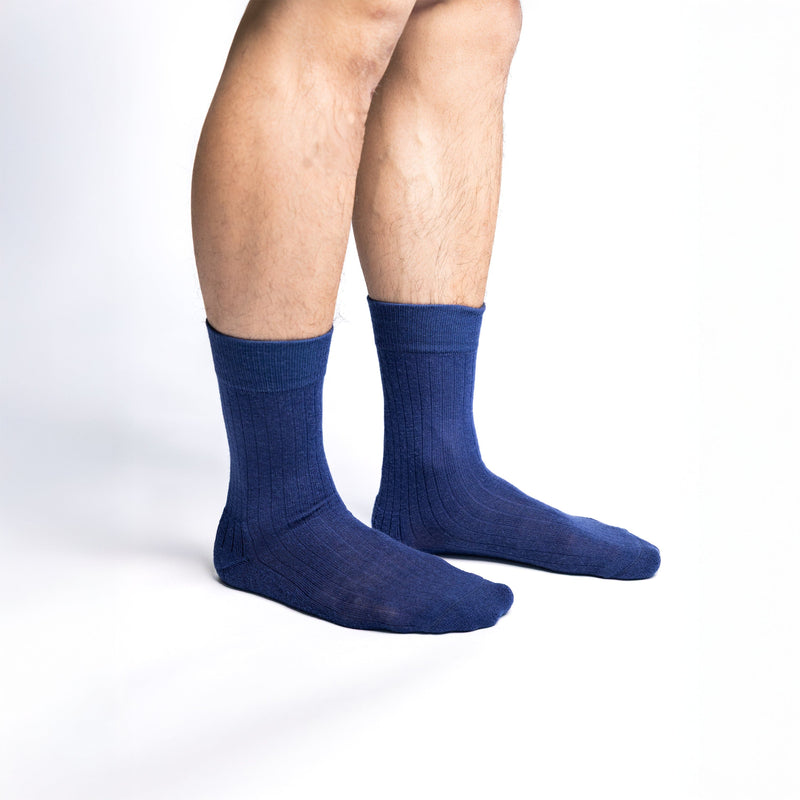 Cashmere-Merino Ribbed Crew Sock