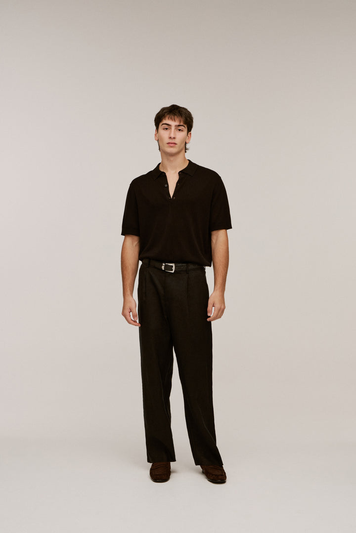 Men's Silk-Cotton Short Sleeve Knit Polo