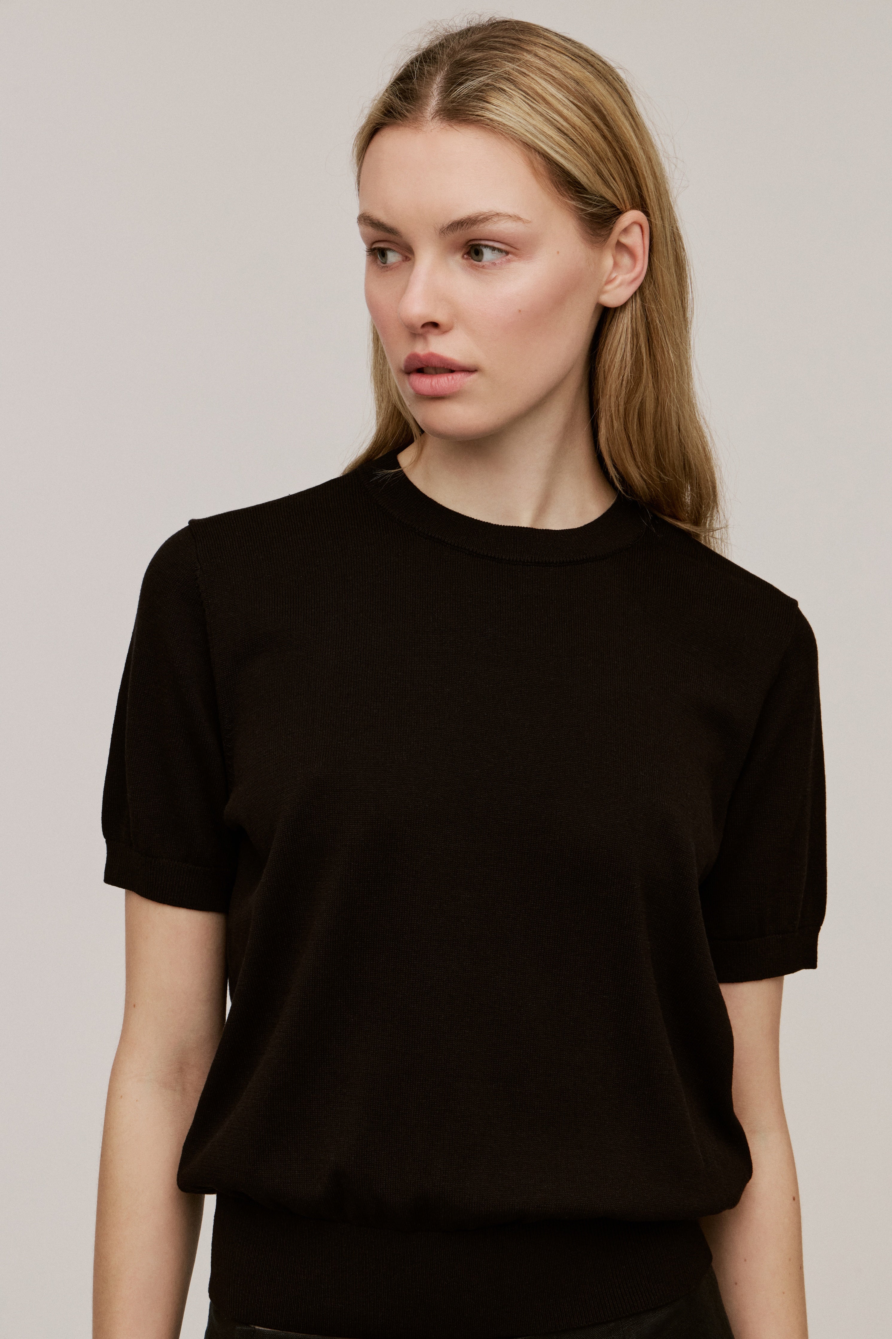 Women's Silk-Cotton Knit Tee | Soft Sheen - Paire