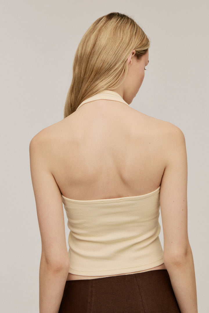 Women's Organic Cotton Ribbed Halter Bra Top Secondary