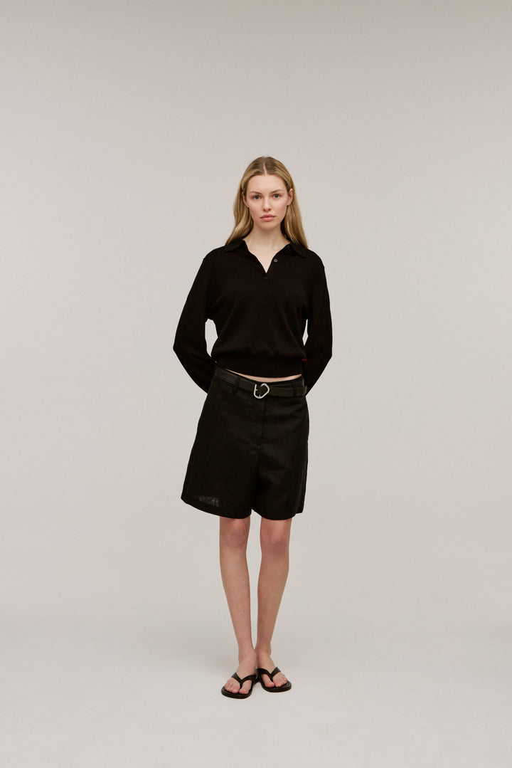 Women's Silk-Cotton Long Sleeve Knit Polo