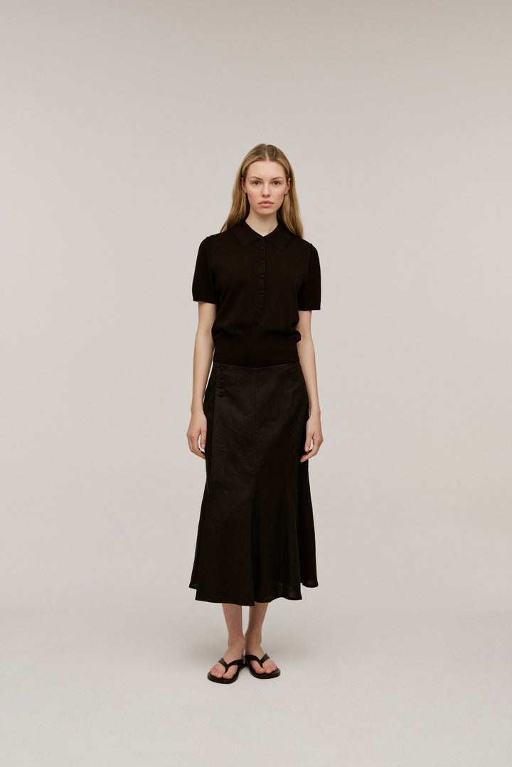 Women's Silk-Cotton Short Sleeve Knit Polo