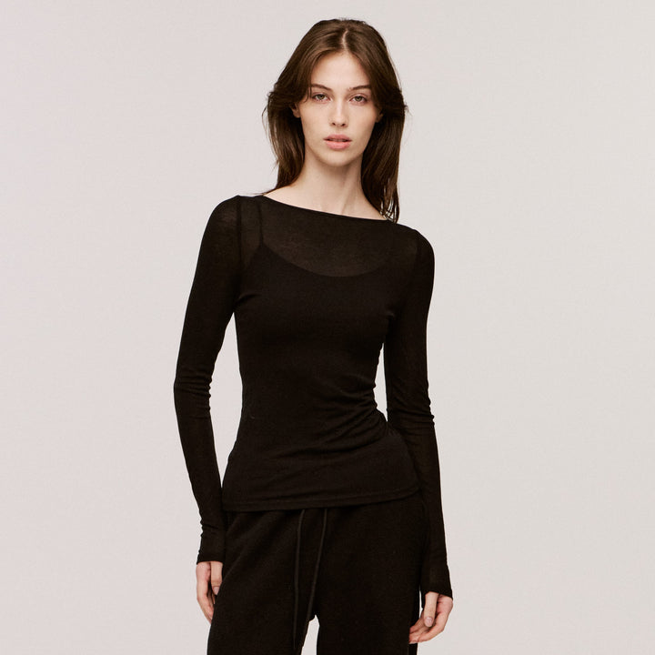 Women’s Cashmere-Blend Boat Long Sleeve